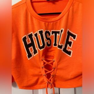 “Hustle” Orange Crop Top - Size M